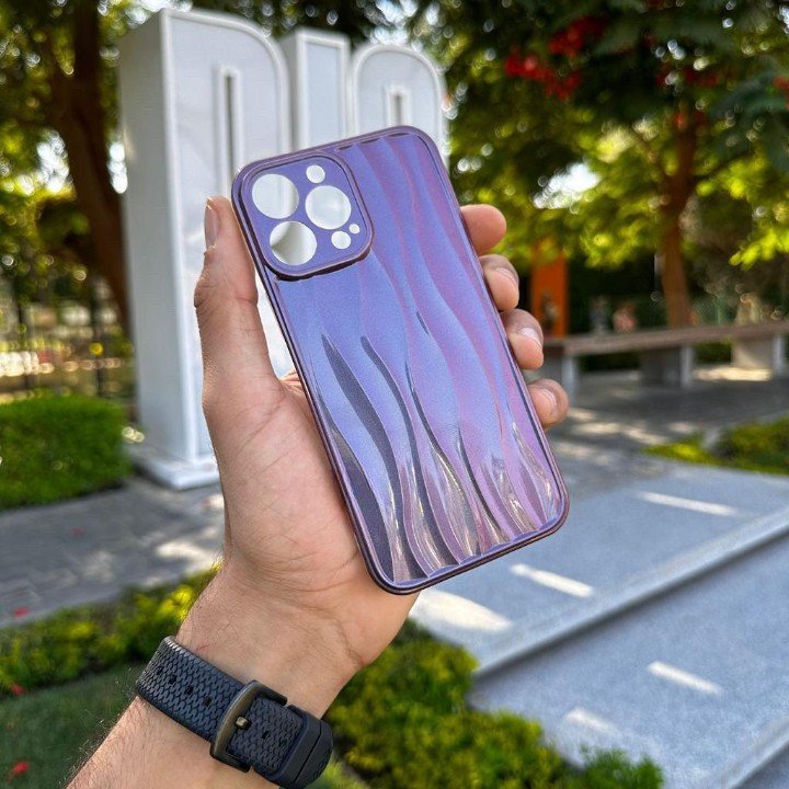 Holographic & matte wiggly iPhone case with camera protection