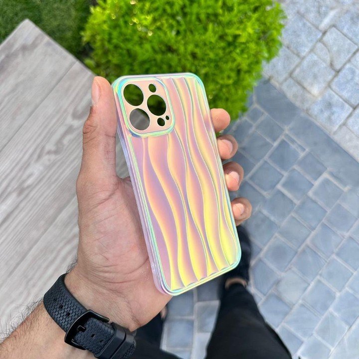 Holographic & matte wiggly iPhone case with camera protection