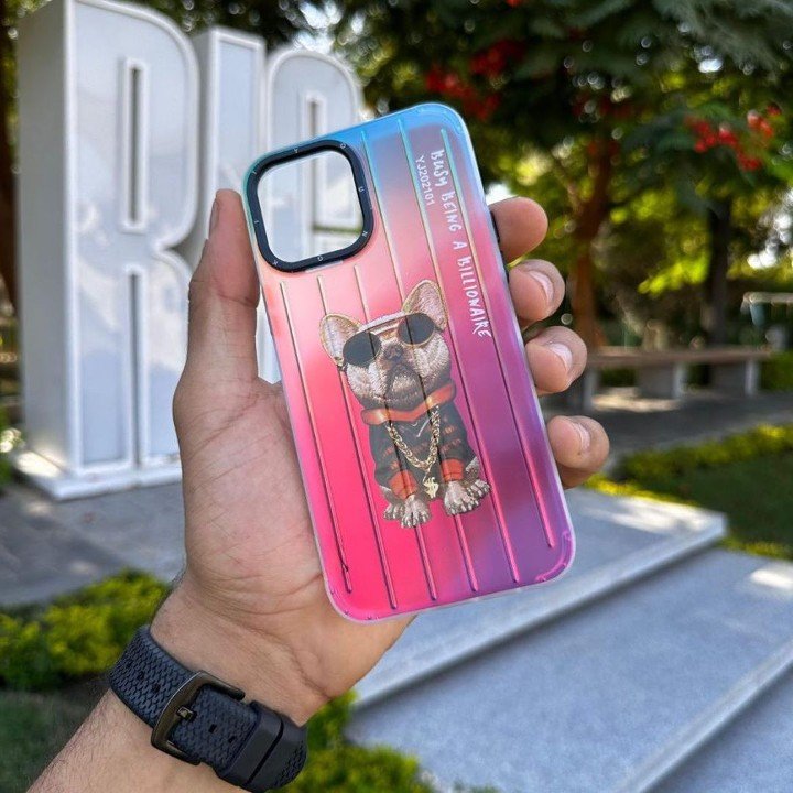 Holographic iPhone case with cute disney drawings and other designs