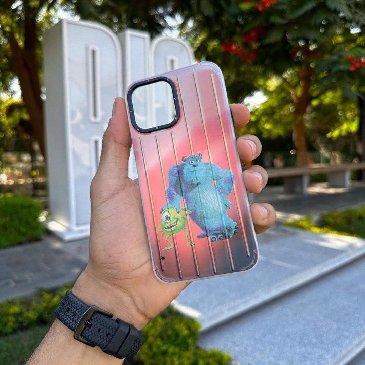Holographic iPhone case with cute disney drawings and other designs