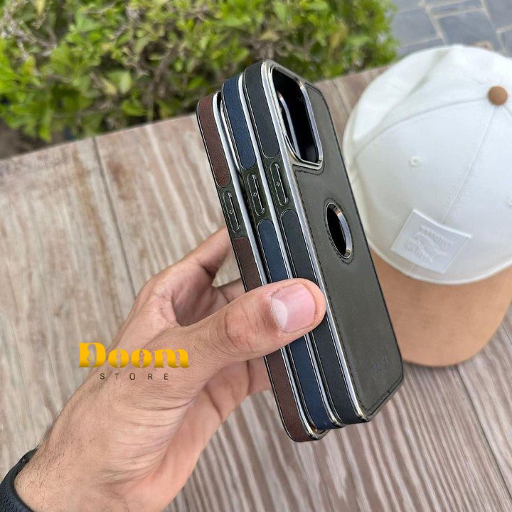 Puloka leather iPhone case with metallic frame