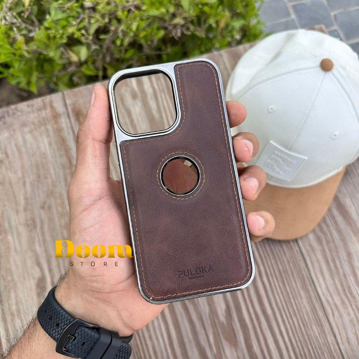 Puloka leather iPhone case with metallic frame
