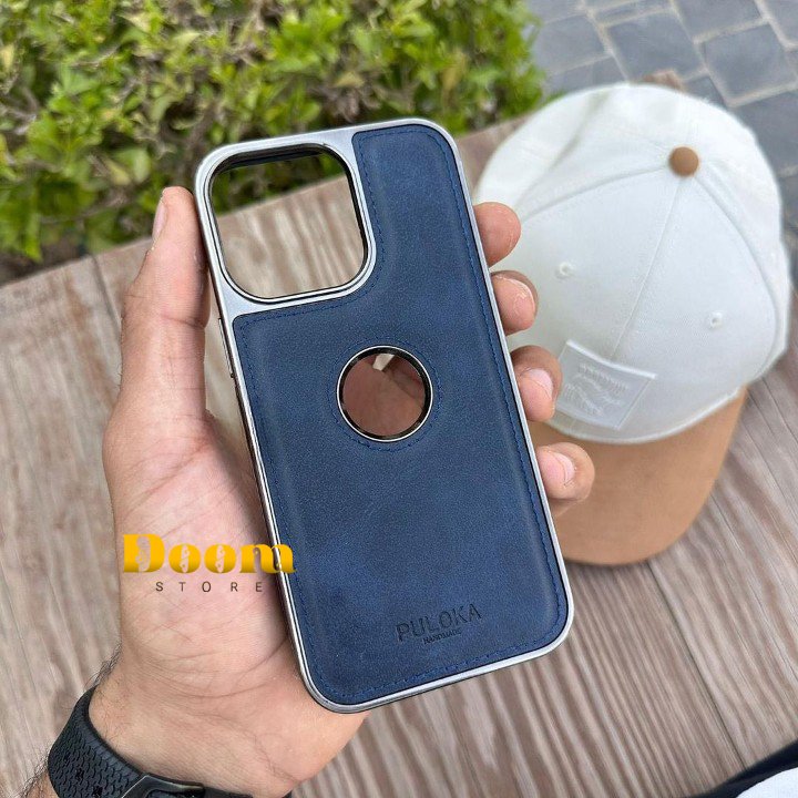 Puloka leather iPhone case with metallic frame