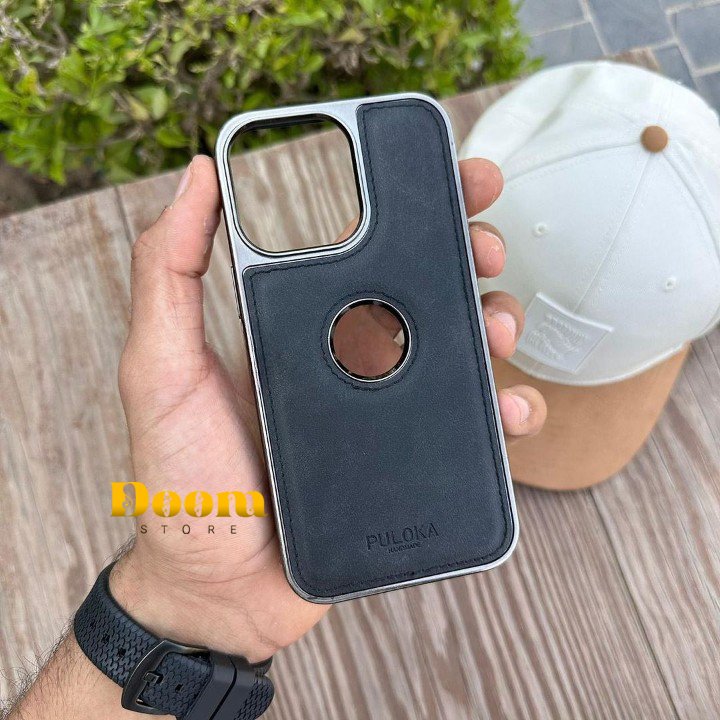 Puloka leather iPhone case with metallic frame