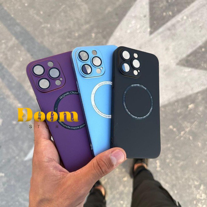 Metallic Magsafe iPhone case with camera lenses protection