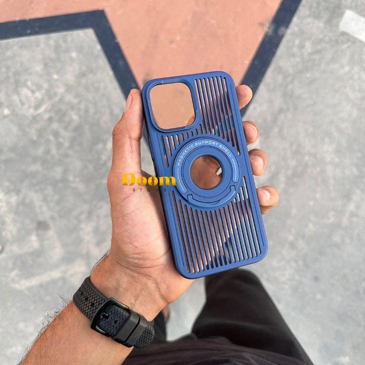 stripped Magsafe phone case with hidden stand