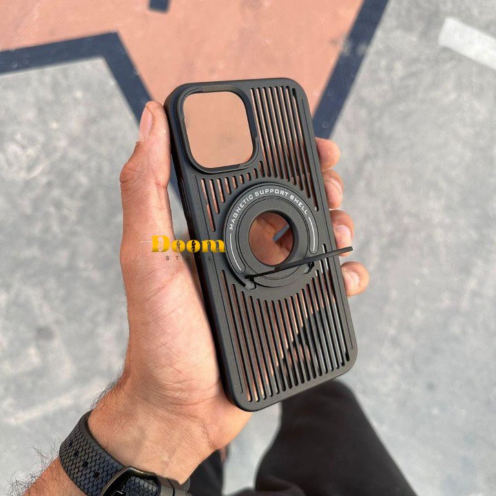 stripped Magsafe phone case with hidden stand