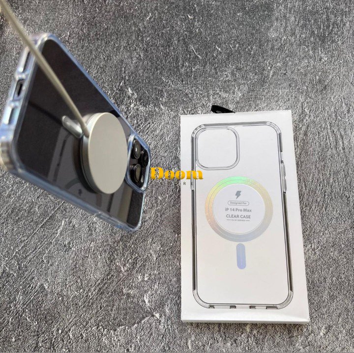 IPhone clear case with a metal MagSafe ring Available
