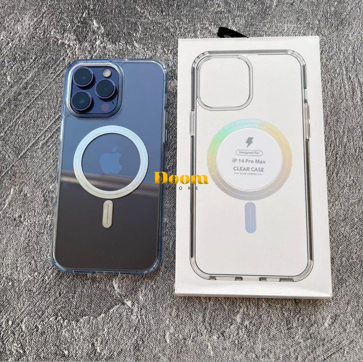 IPhone clear case with a metal MagSafe ring Available