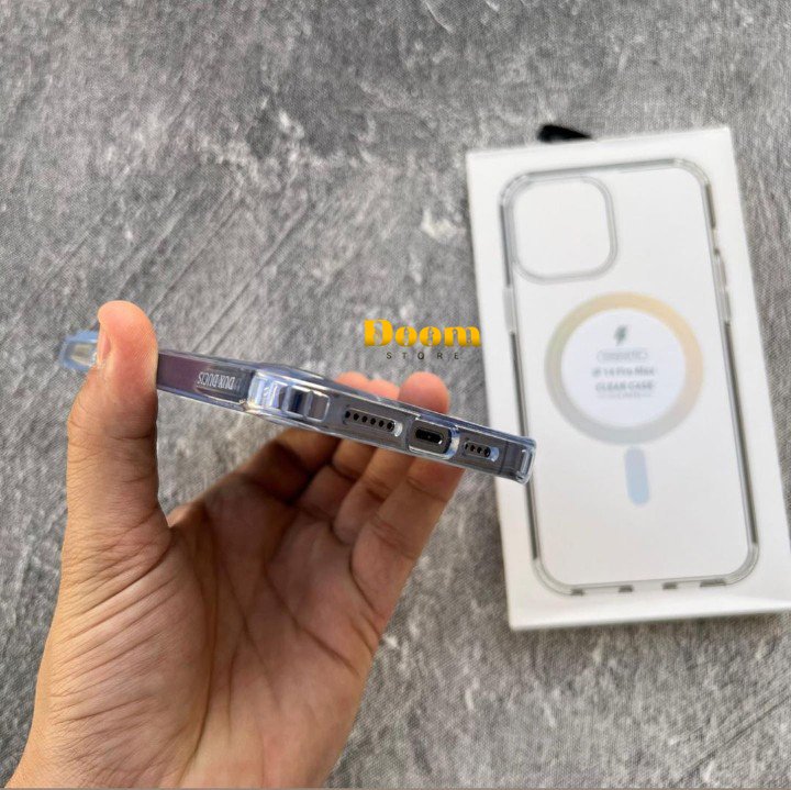 IPhone clear case with a metal MagSafe ring Available