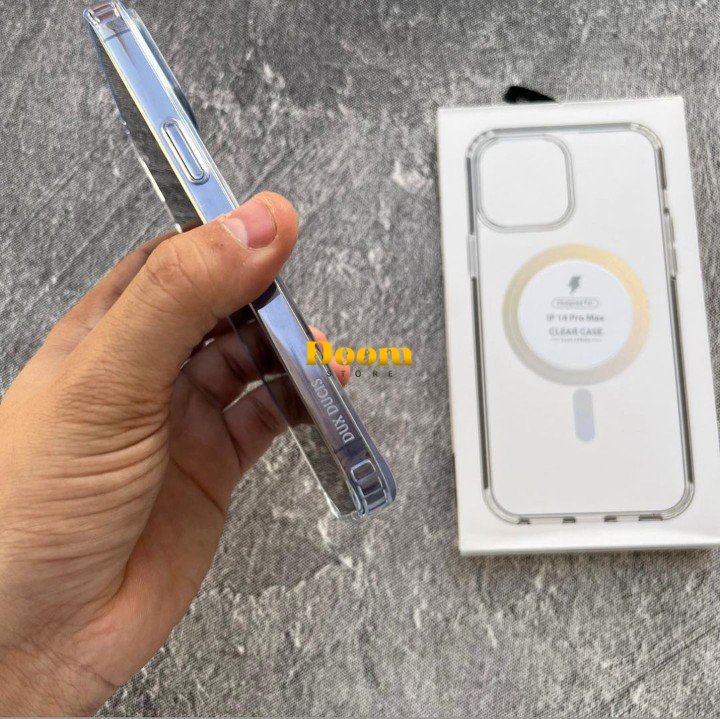 IPhone clear case with a metal MagSafe ring Available