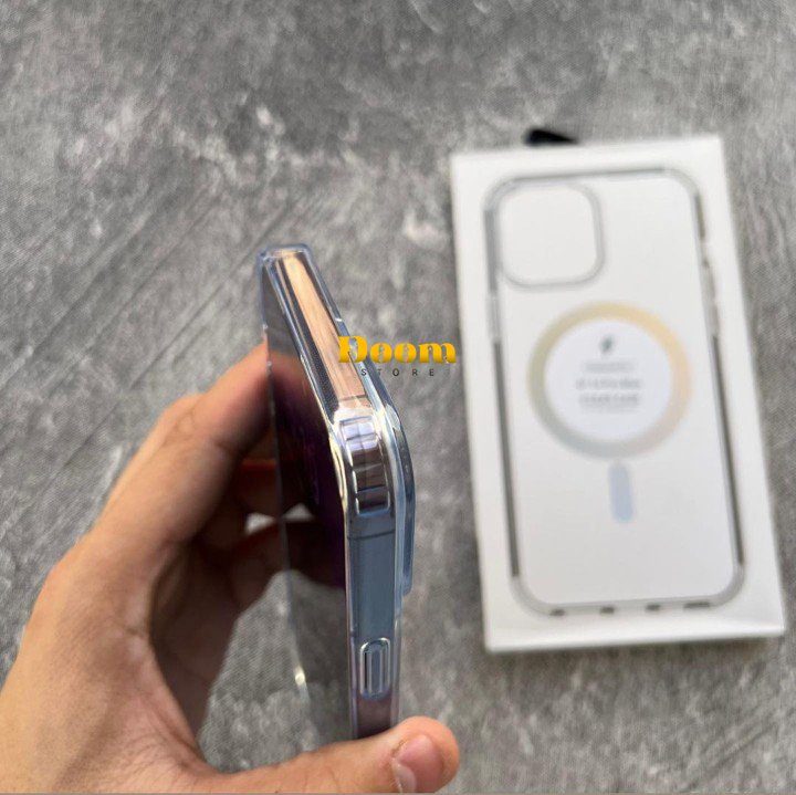 IPhone clear case with a metal MagSafe ring Available