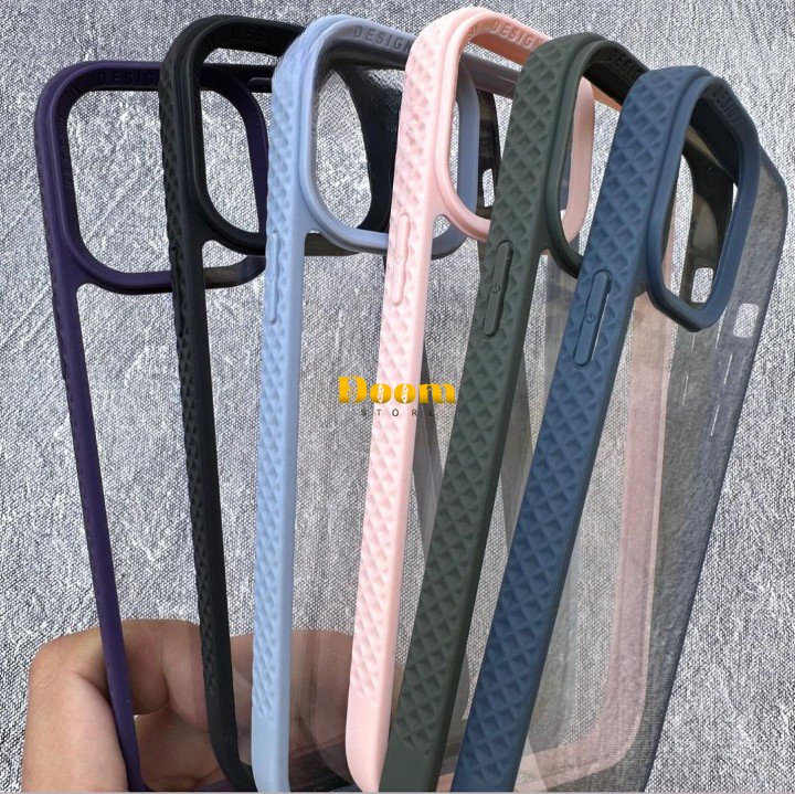 New iphone case with textured sides and transparent back