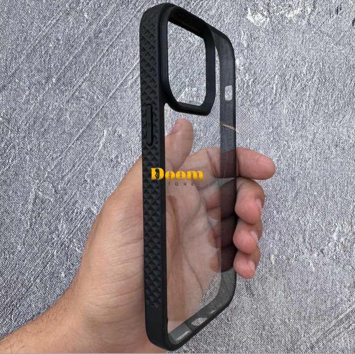New iphone case with textured sides and transparent back