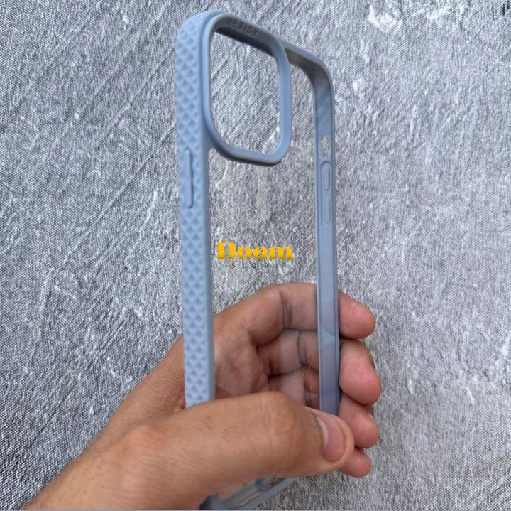 New iphone case with textured sides and transparent back