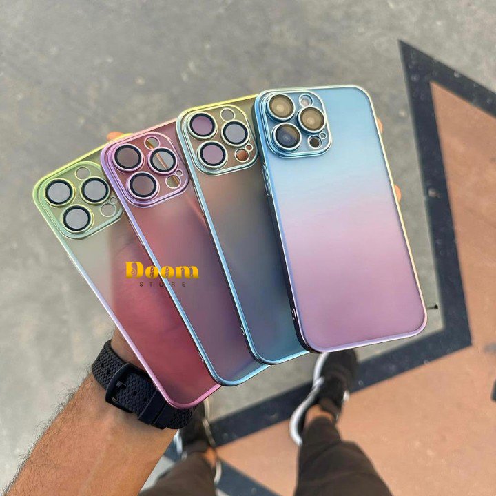 Slim matte holographic iPhone case with camera lenses protection