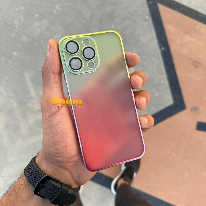 Slim matte holographic iPhone case with camera lenses protection