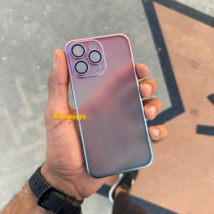 Slim matte holographic iPhone case with camera lenses protection