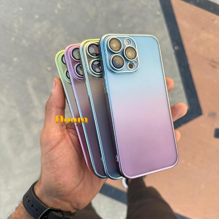 Slim matte holographic iPhone case with camera lenses protection