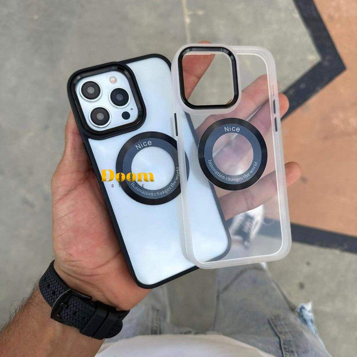 Transparent mage safe iPhone case with a simple hint of colour