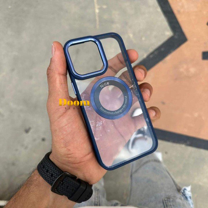 Transparent mage safe iPhone case with a simple hint of colour