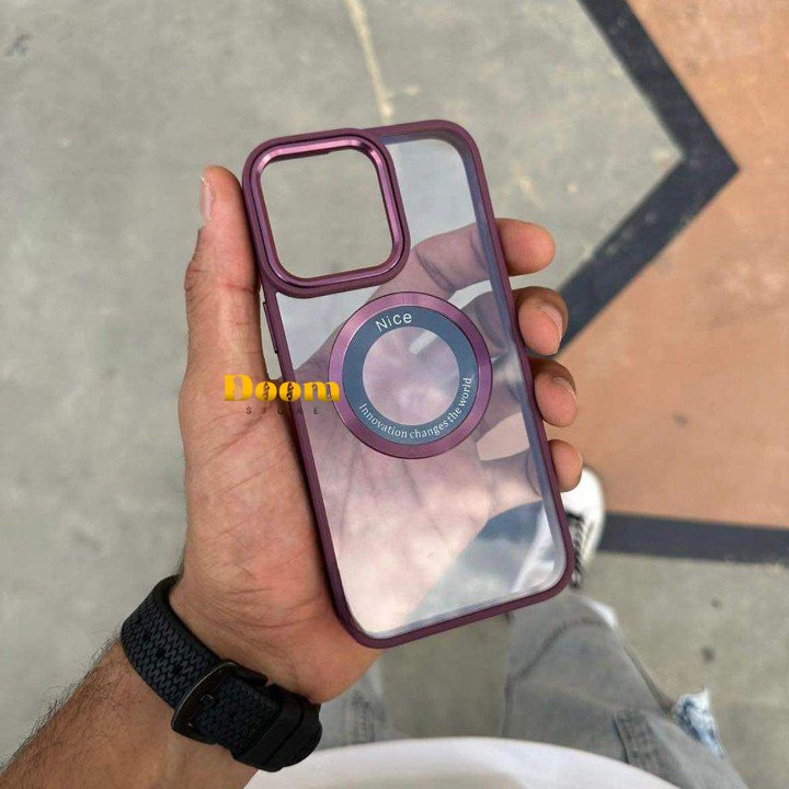 Transparent mage safe iPhone case with a simple hint of colour