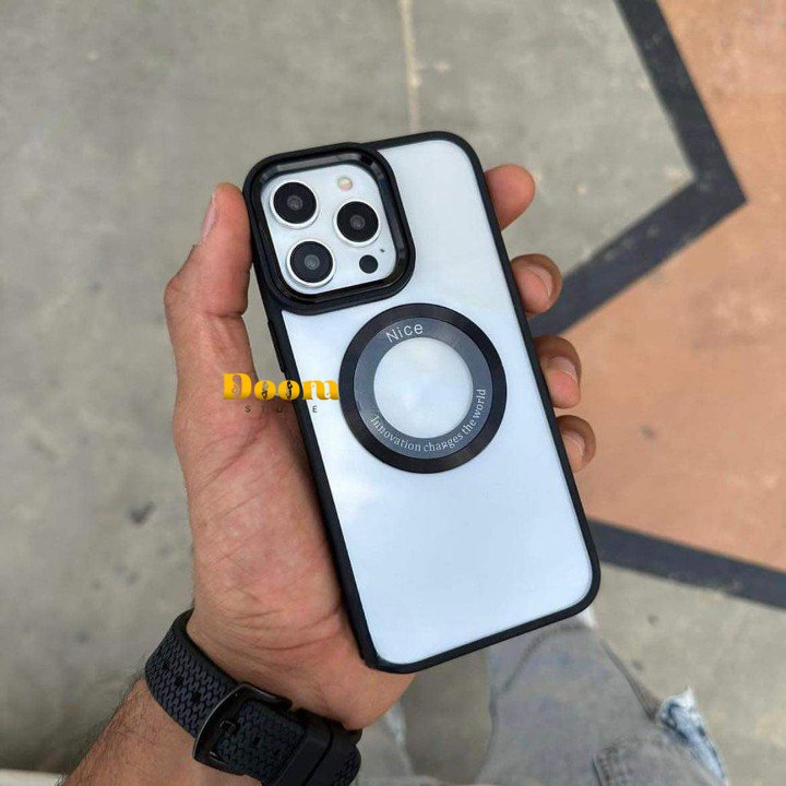 Transparent mage safe iPhone case with a simple hint of colour