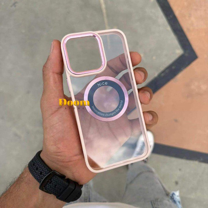 Transparent mage safe iPhone case with a simple hint of colour