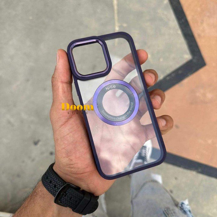 Transparent mage safe iPhone case with a simple hint of colour