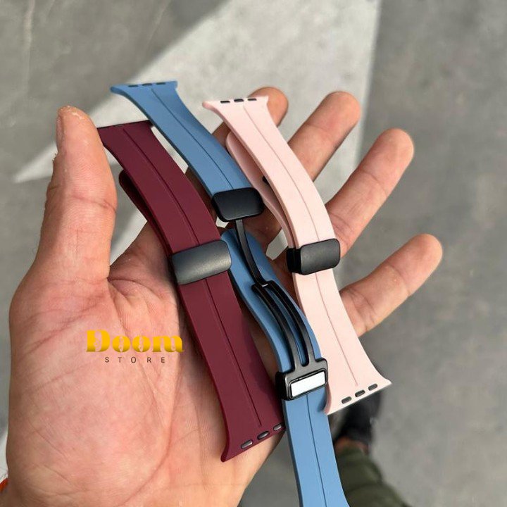 Magnetic silicone apple watch strap