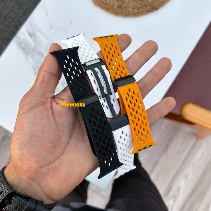 Magnetic silicone apple watch strap