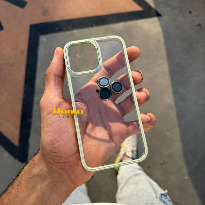 Transparent case with coloured frame and matching camera lens 2*1